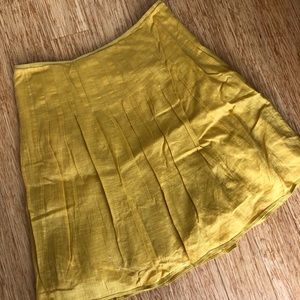 J.Crew Pleated Cotton Skirt, yellow, sz 4